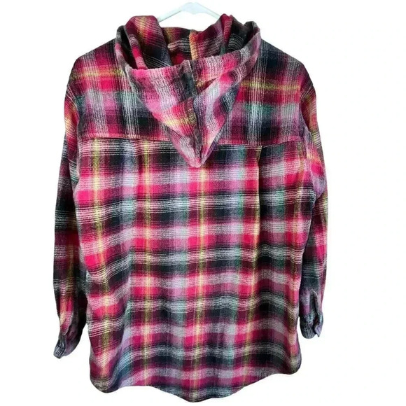 Fashion Passport Women’s Cotton Pink Button-up Hooded Flannel Medium‎ - Picture 3 of 5